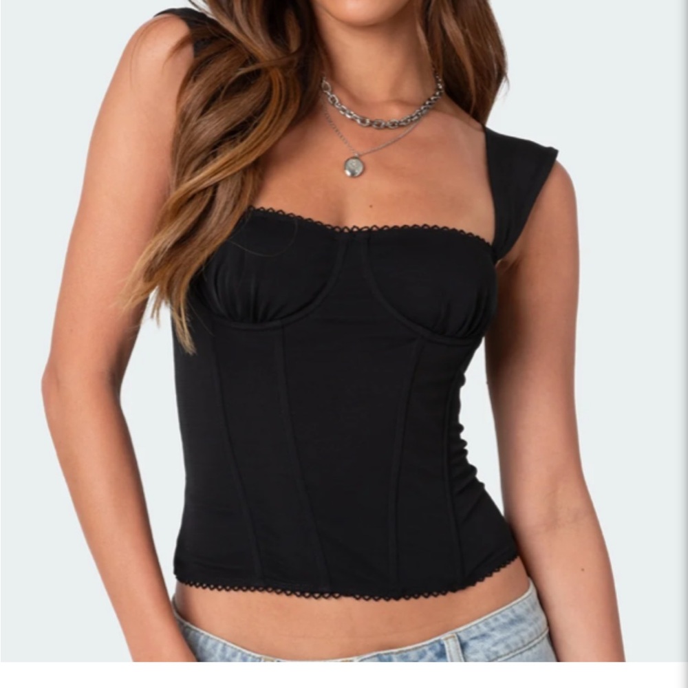 Edikted Black Corset Top, Tank Top - S
